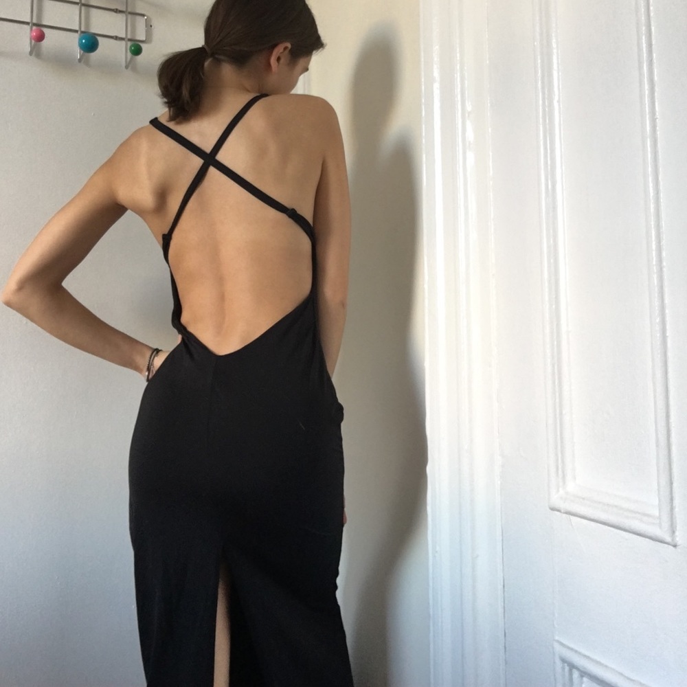 Stretchy and sexy long black dress